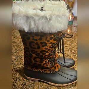 Leopard print boots